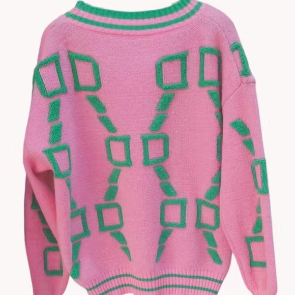 NWOT pink and green saddle bit sweater - Picture 5 of 5